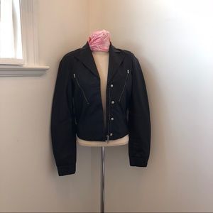 Brand new women’s black leather moto jacket, US 2